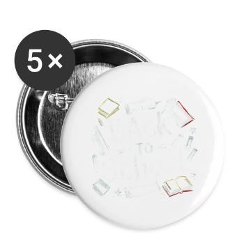 back to school - Buttons small 1''/25 mm (5-pack) - white - Front