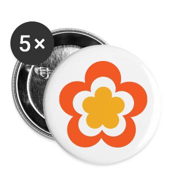 Fleur Hippie Festival Costume des années 70 - Lot de 5 petits badges (25 mm) - blanc - Devant