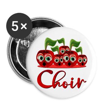 CERISES CHANTANTES - CHANTEUR DE CHŒUR - FRUITS - Lot de 5 petits badges (25 mm) - blanc - Devant