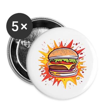 Burger plein de saveur - Lot de 5 petits badges (25 mm) - blanc - Devant