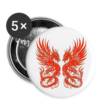 Fantasy Dragon Anime Drachenkopf Mythisch Reptil Magie - Buttons klein 25 mm (5er Pack) - Weiß - Vorne