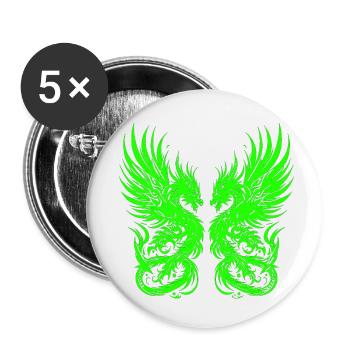 Fantasy Dragon Anime Drachenkopf Mythisch Reptil Magie - Buttons klein 25 mm (5er Pack) - Weiß - Vorne
