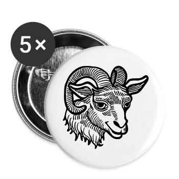 Steinbock Ziege - Buttons klein 25 mm (5er Pack) - Weiß - Vorne