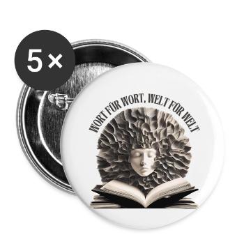 Word by word, world by world - Buttons small 1''/25 mm (5-pack) - white - Front