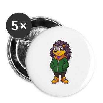 Igel Lustige Kawaii Cartoon Figur Clipart - Buttons klein 25 mm (5er Pack) - Weiß - Vorne