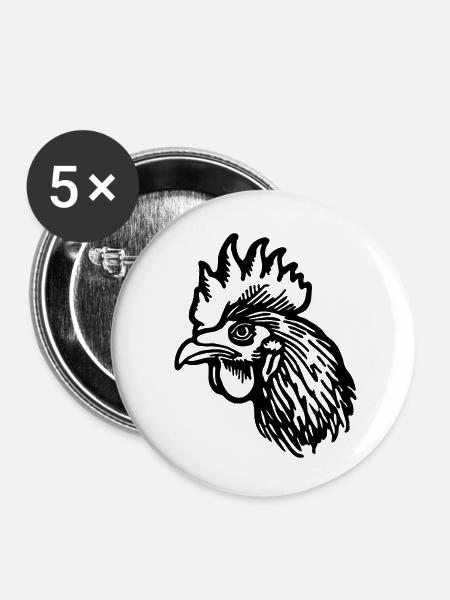 Huhn Hühnerstall - Buttons klein 25 mm (5er Pack) - Weiß