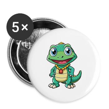 Monitor Eidechse Cartoon Figur Kawaii Clipart - Buttons klein 25 mm (5er Pack) - Weiß - Vorne