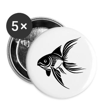 Poisson - Lot de 5 petits badges (25 mm) - blanc - Devant