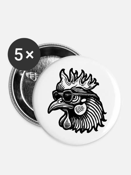 Huhn Hühnerstall - Buttons klein 25 mm (5er Pack) - Weiß