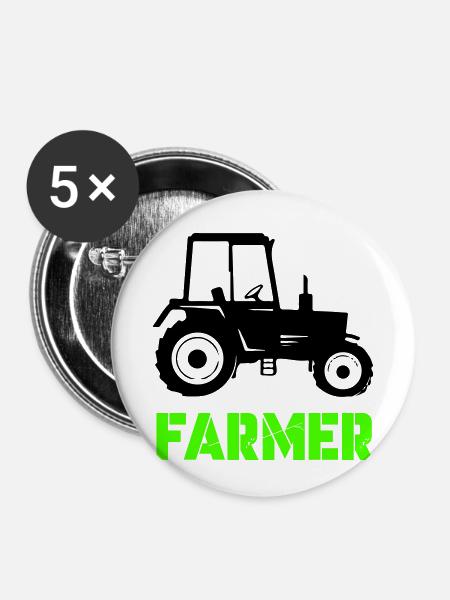 traktor farmer - Buttons klein 25 mm (5er Pack) - Weiß