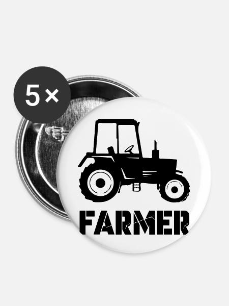 traktor farmer - Buttons klein 25 mm (5er Pack) - Weiß