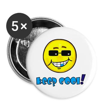 Keep cool - Funny emoticon with sunglasses - Buttons small 1''/25 mm (5-pack) - white - Front