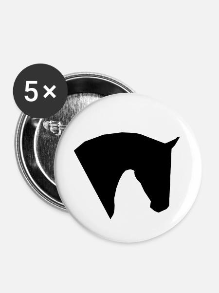 Edles Pferdekopf Design - Buttons klein 25 mm (5er Pack) - Weiß