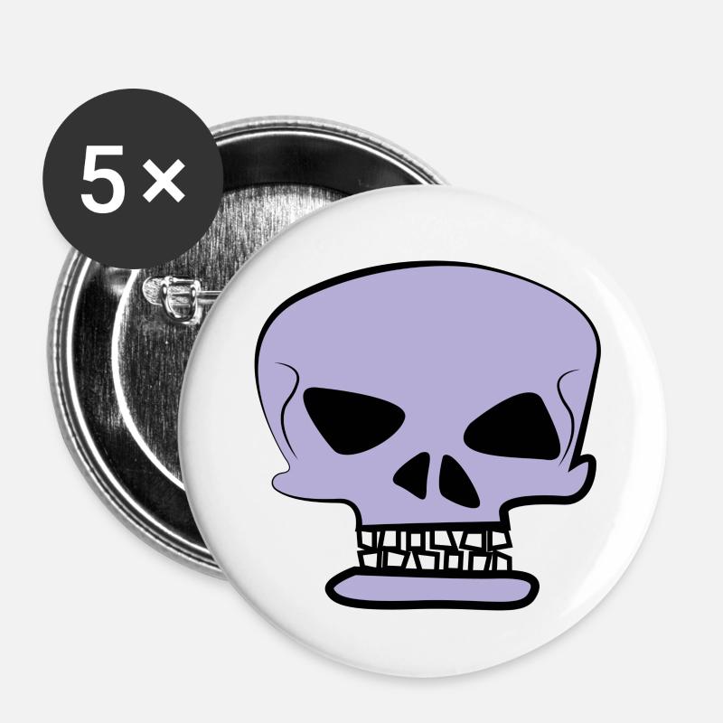 Violet Skull - Bold Aesthetic - Buttons small 1''/25 mm (5-pack) - white