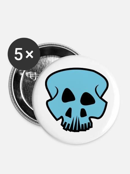 Skull 1 - Expressive Lines - Buttons small 1''/25 mm (5-pack) - white