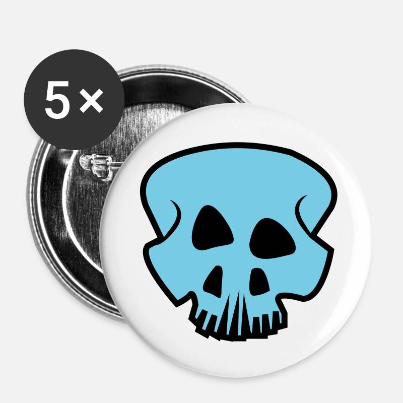 Skull 1 - Expressive Lines - Buttons small 1''/25 mm (5-pack) - white