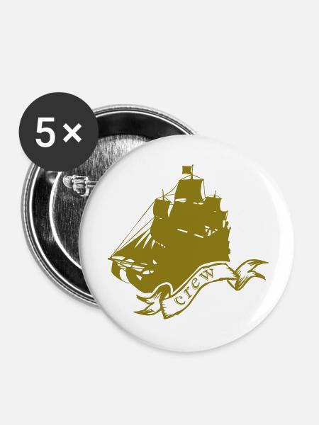 piratenschiff crew - Buttons klein 25 mm (5er Pack) - Weiß