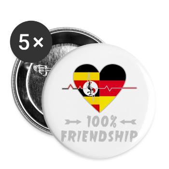 Uganda and Germany 100% friendship - Buttons small 1''/25 mm (5-pack) - white - Front