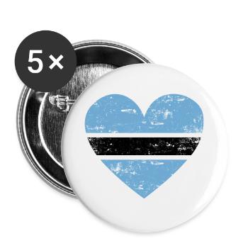 Drapeau du Botswana Coeur - Lot de 5 petits badges (25 mm) - blanc - Devant