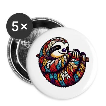 Sloth - Buttons small 1''/25 mm (5-pack) - white - Front