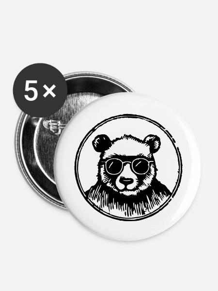 Panda Pandabär - Buttons klein 25 mm (5er Pack) - Weiß