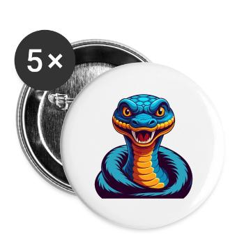 Anaconda Bunte Kawaii Cartoon Figur Clipart - Buttons klein 25 mm (5er Pack) - Weiß - Vorne