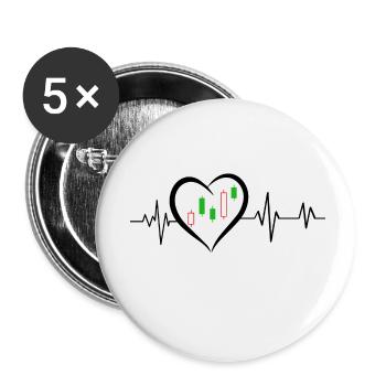 Stock market heartbeat - Buttons small 1''/25 mm (5-pack) - white - Front