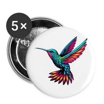 Colibri - Lot de 5 petits badges (25 mm) - blanc - Devant