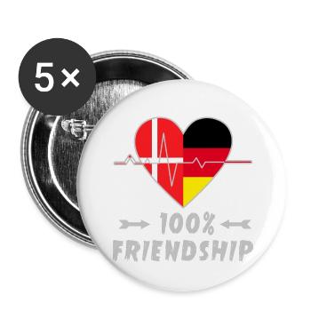 Le Danemark et l'Allemagne : amitié à 100 % - Lot de 5 petits badges (25 mm) - blanc - Devant