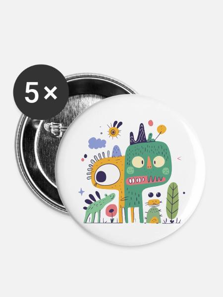Angsthasen - Buttons klein 25 mm (5er Pack) - Weiß