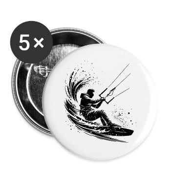 Kite Surfer Without Kite Splash Sea Water - Buttons small 1''/25 mm (5-pack) - white - Front