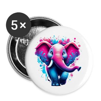 Elephant - Buttons small 1''/25 mm (5-pack) - white - Front