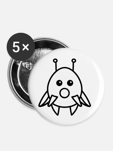 fliegende Untertasse - Buttons klein 25 mm (5er Pack) - Weiß