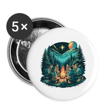 Nuit Épique Au Feu De Camp - Lot de 5 petits badges (25 mm) - blanc - Devant