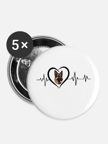 Heartbeat Schäferhund - Buttons klein 25 mm (5er Pack) - Weiß