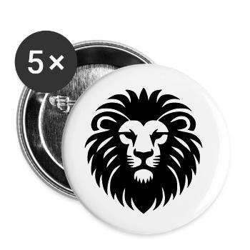 Tête de Lion Symbole Armoiries Pictogramme Vecteur - Lot de 5 petits badges (25 mm) - blanc - Devant