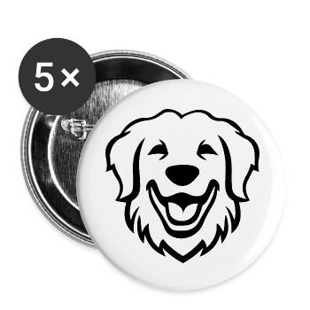 Golden Retriever Dog Dogs - Buttons small 1''/25 mm (5-pack) - white - Front