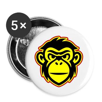 Tête de Singe - Lot de 5 petits badges (25 mm) - blanc - Devant
