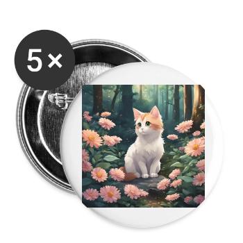 Cat - Buttons klein 25 mm (5er Pack) - Weiß - Vorne