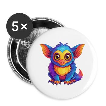 Aye Aye Colorful Kawaii Cartoon Character Clipart - Buttons small 1''/25 mm (5-pack) - white - Front