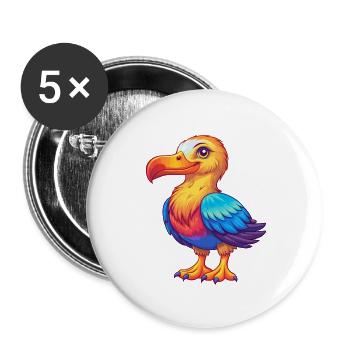 Albatross Colorful Kawaii Cartoon Character Animal - Buttons small 1''/25 mm (5-pack) - white - Front