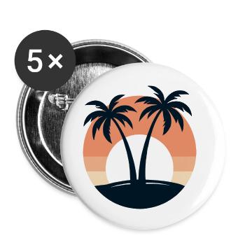Retro Sunset Palm Trees Beach Vacation Tropical - Buttons small 1''/25 mm (5-pack) - white - Front