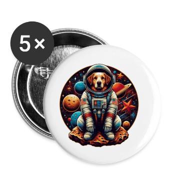 Space Pup Adventure : Chien astronaute dans la galaxie - Lot de 5 petits badges (25 mm) - blanc - Devant
