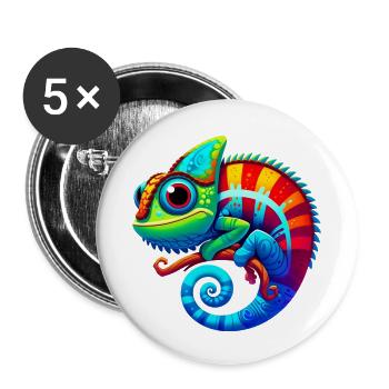 Chamäleon - Buttons klein 25 mm (5er Pack) - Weiß - Vorne