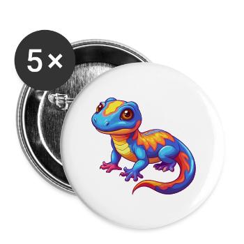 Salamandre Personnage De Dessin Animé Kawaii Coloré - Lot de 5 petits badges (25 mm) - blanc - Devant