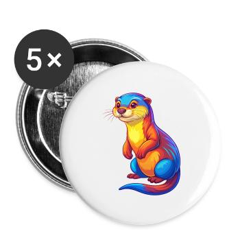 loutre coloré kawaii dessin animé personnage clipart - Lot de 5 petits badges (25 mm) - blanc - Devant