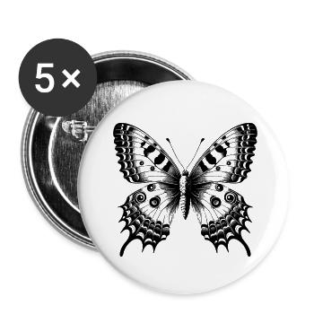 Papillon Fleur - Délicatesse Envolée - Lot de 5 petits badges (25 mm) - blanc - Devant