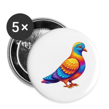 Taube Bunte Kawaii Cartoon Figur Vogel - Buttons klein 25 mm (5er Pack) - Weiß - Vorne