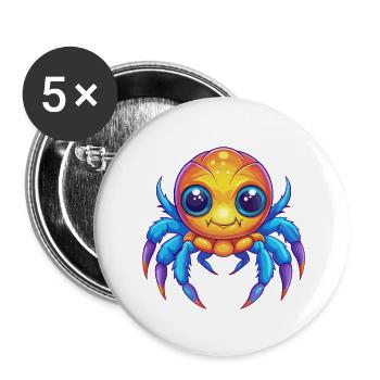 Seespinne Buntes Kawaii Cartoon Meerestier - Buttons klein 25 mm (5er Pack) - Weiß - Vorne