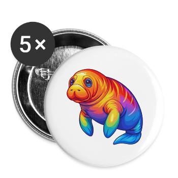 Seekuh Bunt Kawaii Cartoon Meerestier - Buttons klein 25 mm (5er Pack) - Weiß - Vorne